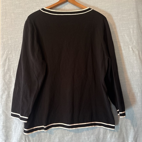 CeCe Sweater Pullover 3/4 Sleeve Black/White Trim Women’sSz XL - Picture 2 of 6